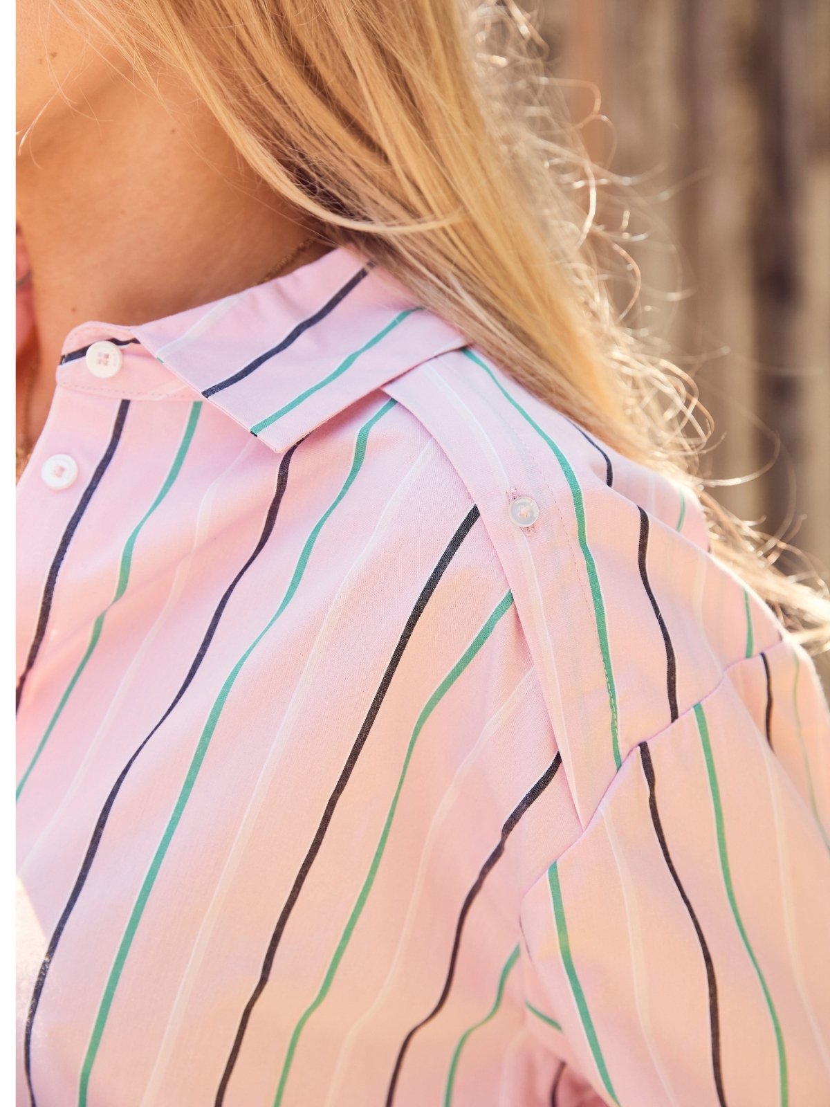 CHELSEA SHIRT PINK GREEN & BROWN STRIPE