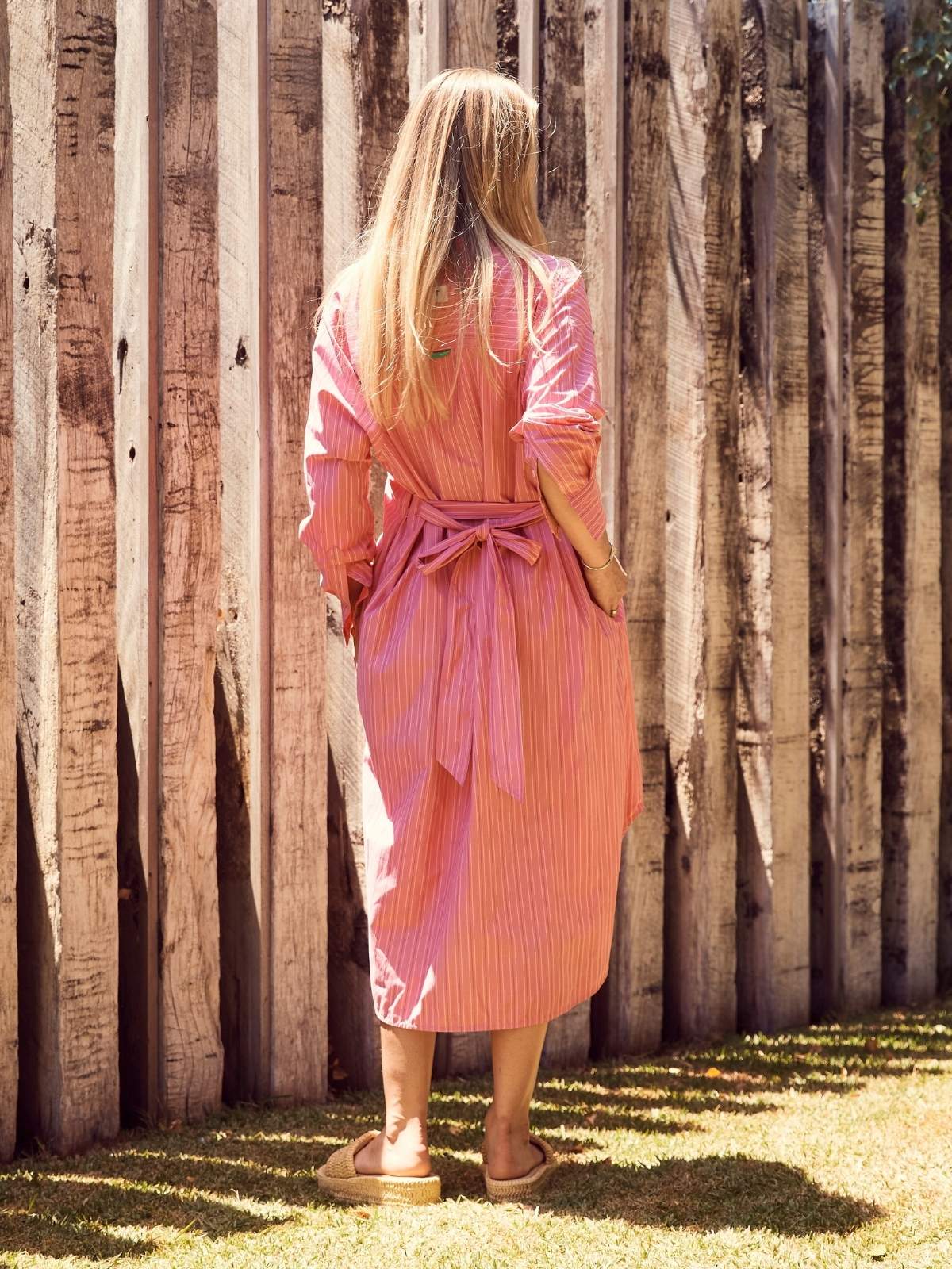 CAMILLE SHIRT DRESS PINK STRIPE