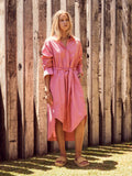 CAMILLE SHIRT DRESS PINK STRIPE