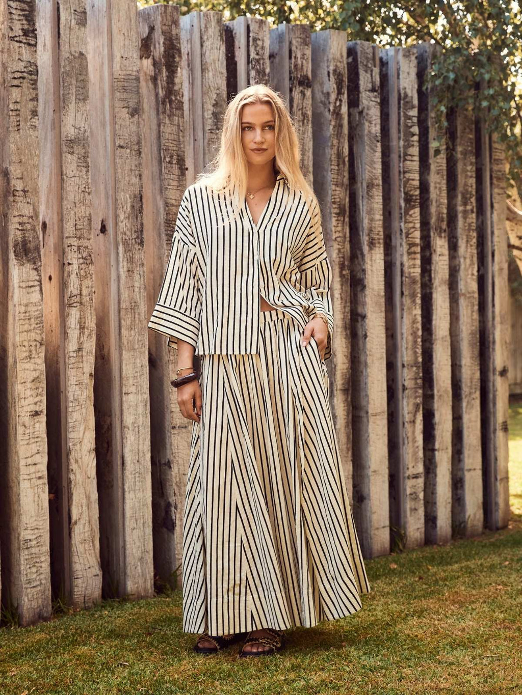 Sloane Skirt Cream Black Stripe